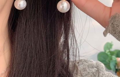 Rhinestone Pearl Faux Drop Huggie Earring Bow