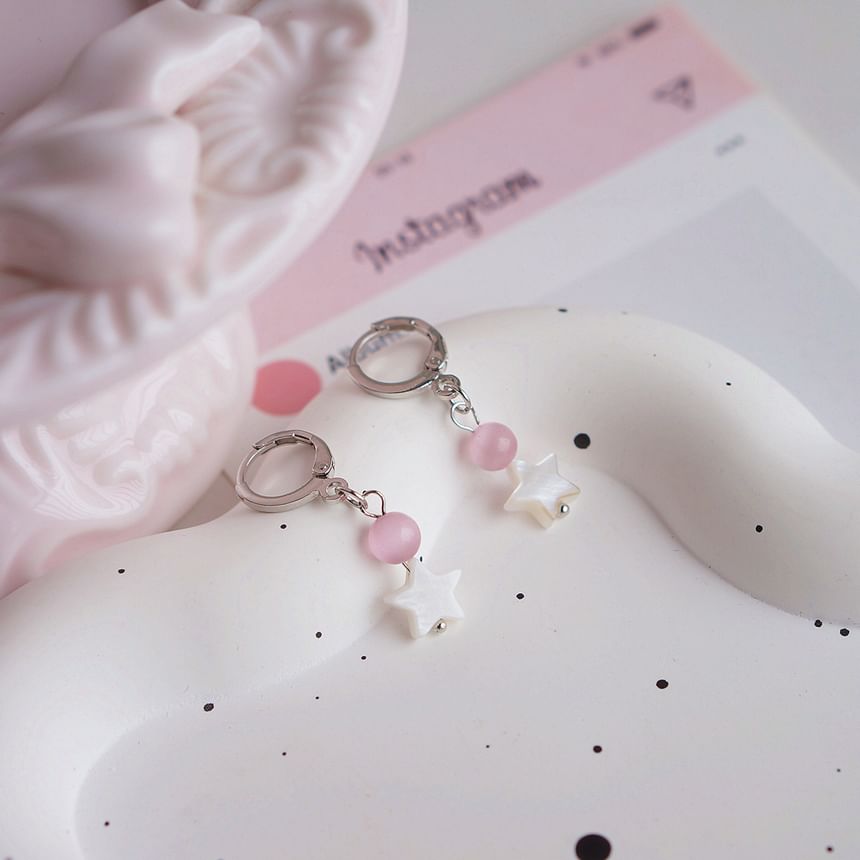Beaded Huggie Earring Drop Star