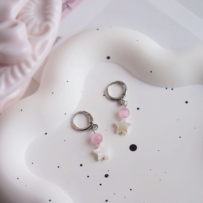 Beaded Huggie Earring Drop Star