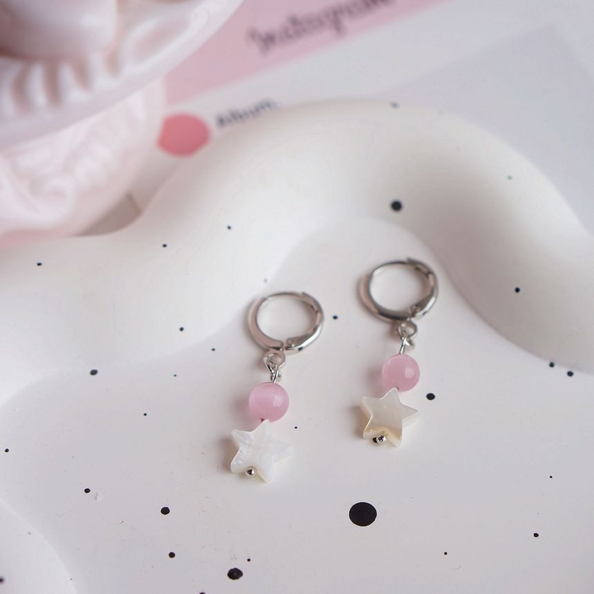 Beaded Huggie Earring Drop Star