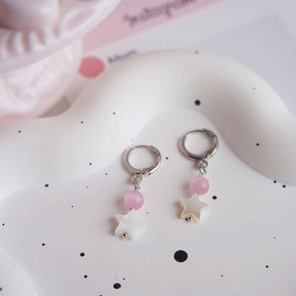 Beaded Huggie Earring Drop Star