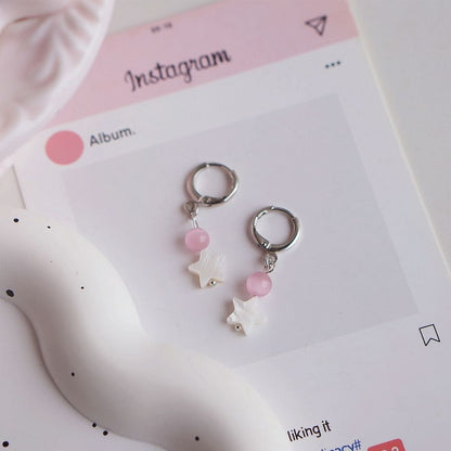 Beaded Huggie Earring Drop Star