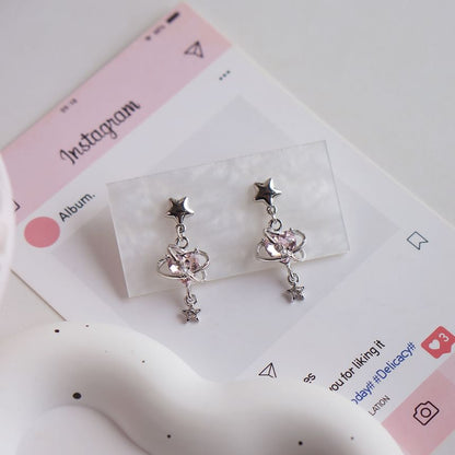 Star Heart Rhinestone / Drop Clip-On Earring