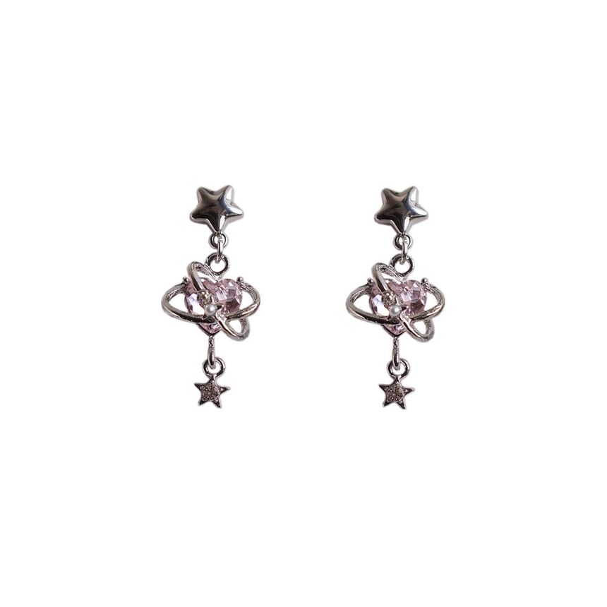Star Heart Rhinestone / Drop Clip-On Earring