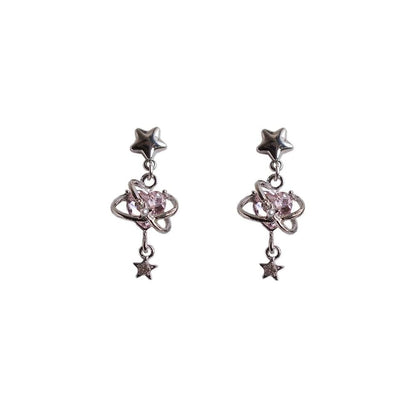 Star Heart Rhinestone / Drop Clip-On Earring