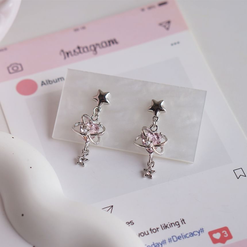 Star Heart Rhinestone / Drop Clip-On Earring
