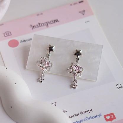 Star Heart Rhinestone / Drop Clip-On Earring