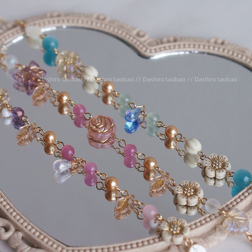 Bracelet Beaded Flower Gemstone