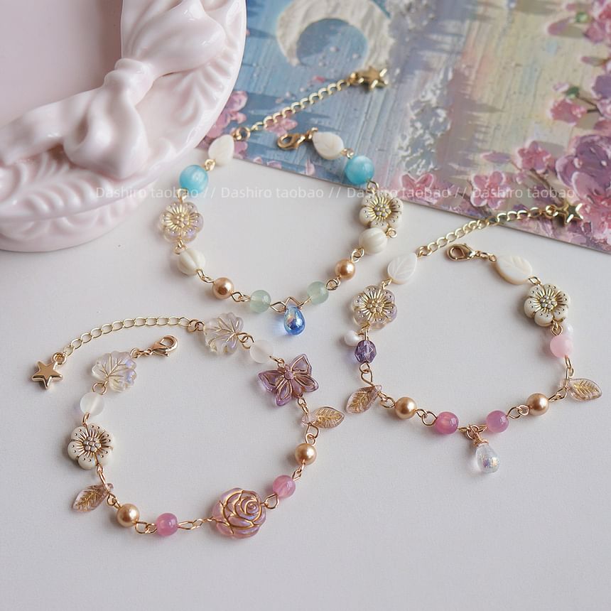 Bracelet Beaded Flower Gemstone