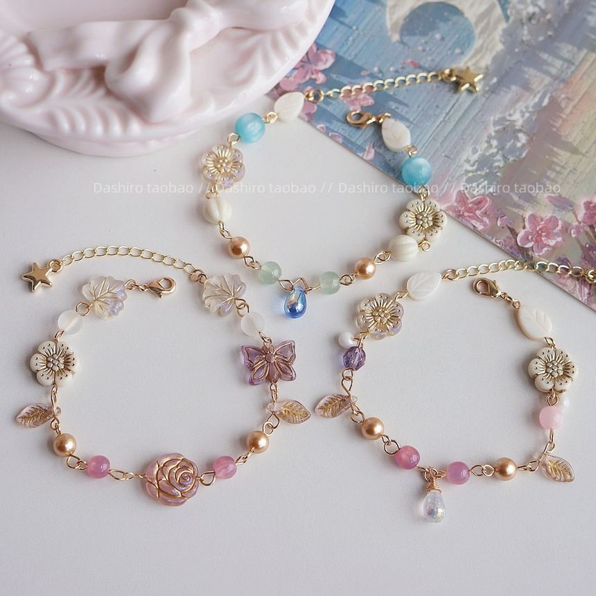 Bracelet Beaded Flower Gemstone