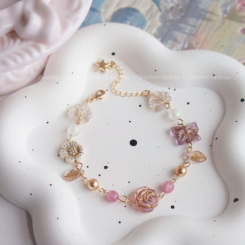 Bracelet Beaded Flower Gemstone