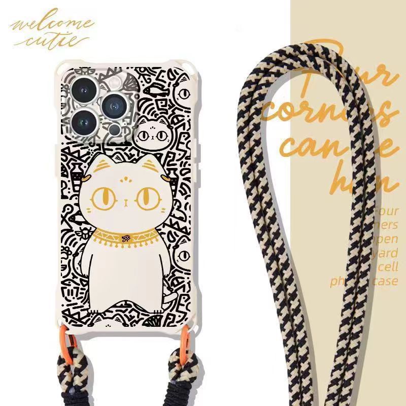Set Lanyard Strap Cat Phone Case /