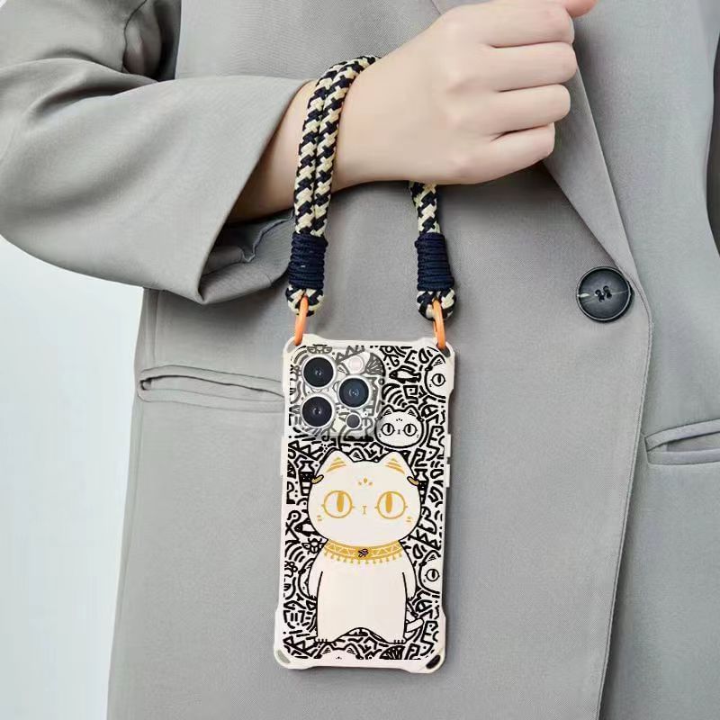 Set Lanyard Strap Cat Phone Case /