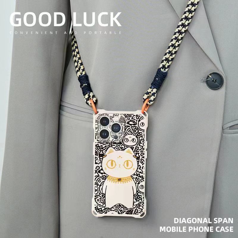 Set Lanyard Strap Cat Phone Case /
