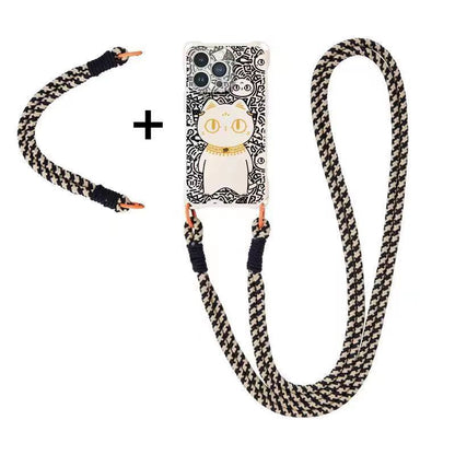 Set Lanyard Strap Cat Phone Case /