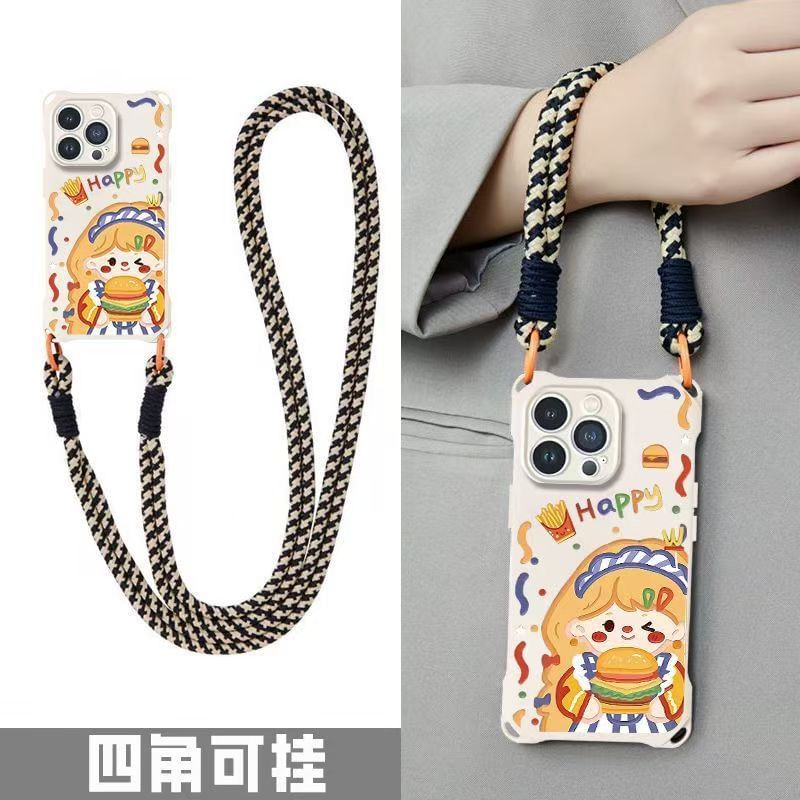 Case / Lanyard Strap Phone Set Girl Burger