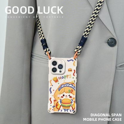 Case / Lanyard Strap Phone Set Girl Burger