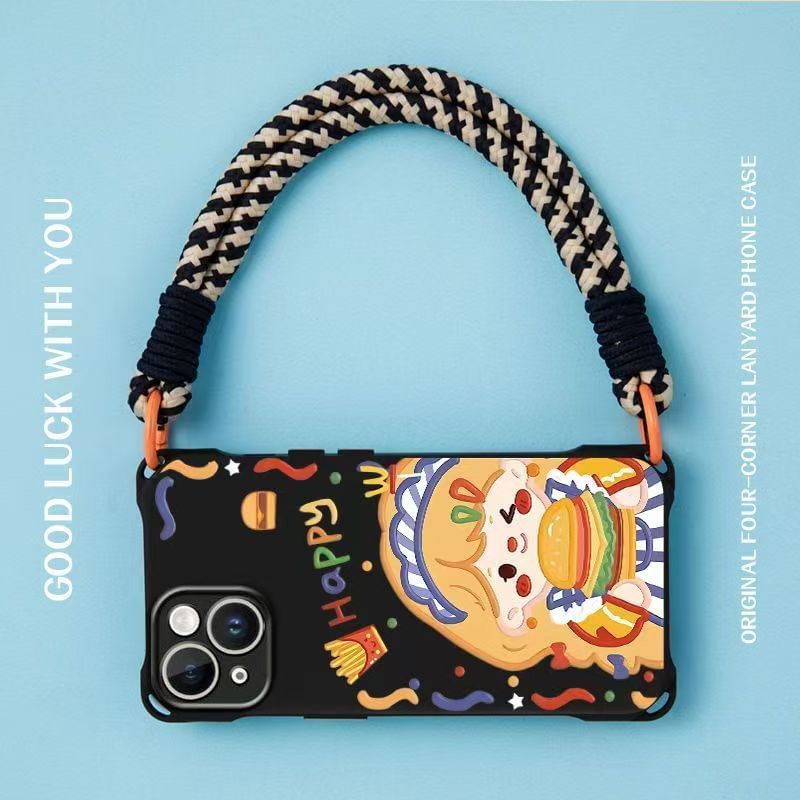 Case / Lanyard Strap Phone Set Girl Burger