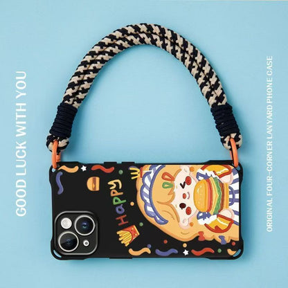 Case / Lanyard Strap Phone Set Girl Burger