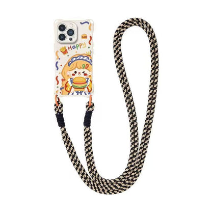 Case / Lanyard Strap Phone Set Girl Burger
