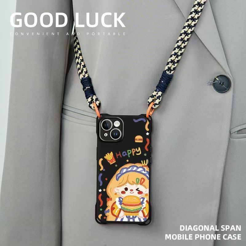 Case / Lanyard Strap Phone Set Girl Burger