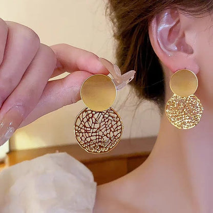 Earring Drop Disc Double
