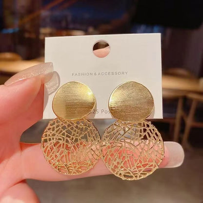 Earring Drop Disc Double