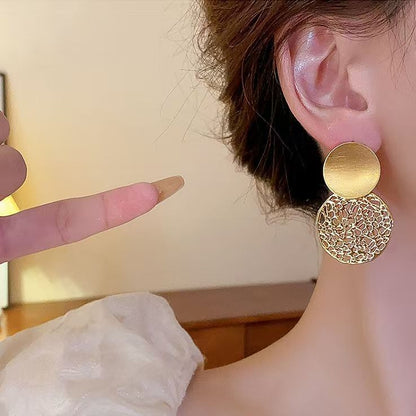 Earring Drop Disc Double