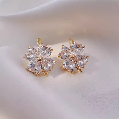 Cubic Clover Earring Zirconia Drop