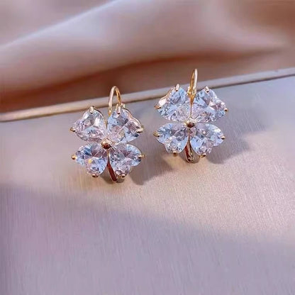 Cubic Clover Earring Zirconia Drop