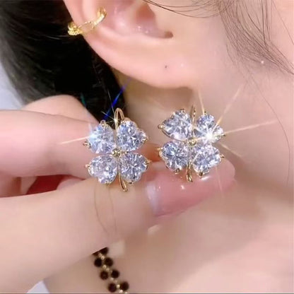 Cubic Clover Earring Zirconia Drop