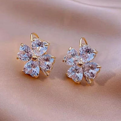 Cubic Clover Earring Zirconia Drop