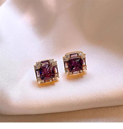 Earring Stud Gemstone Square