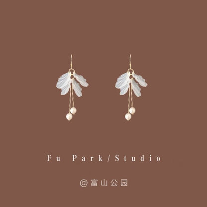Earring Faux Pearl Drop Flower