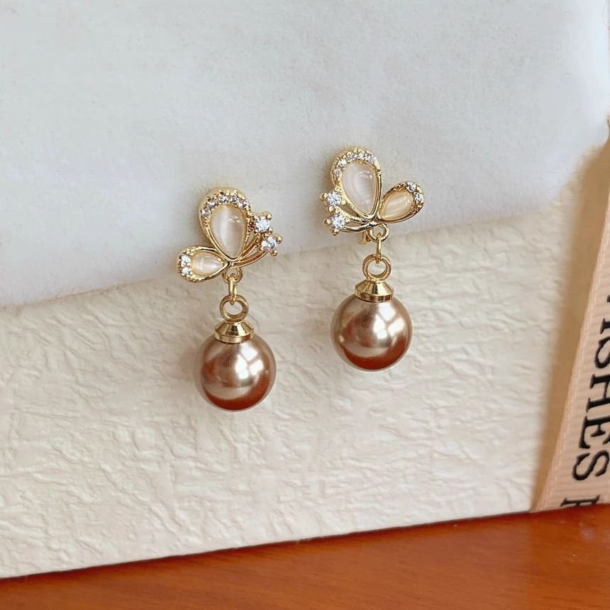 Earring Butterfly Dangle Beaded
