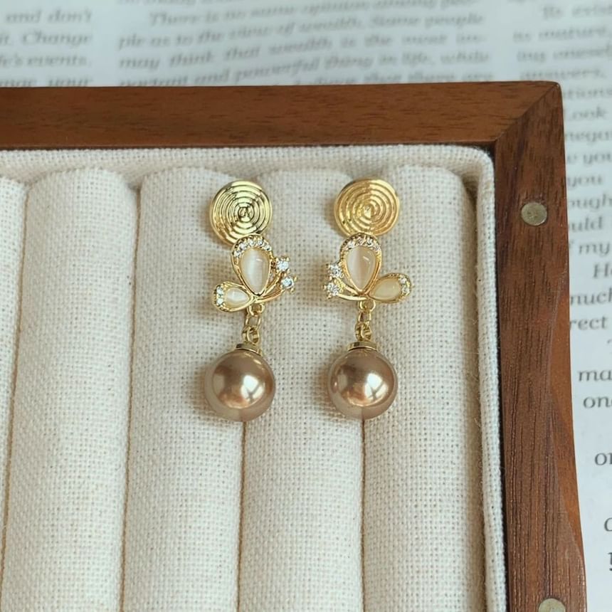 Earring Butterfly Dangle Beaded