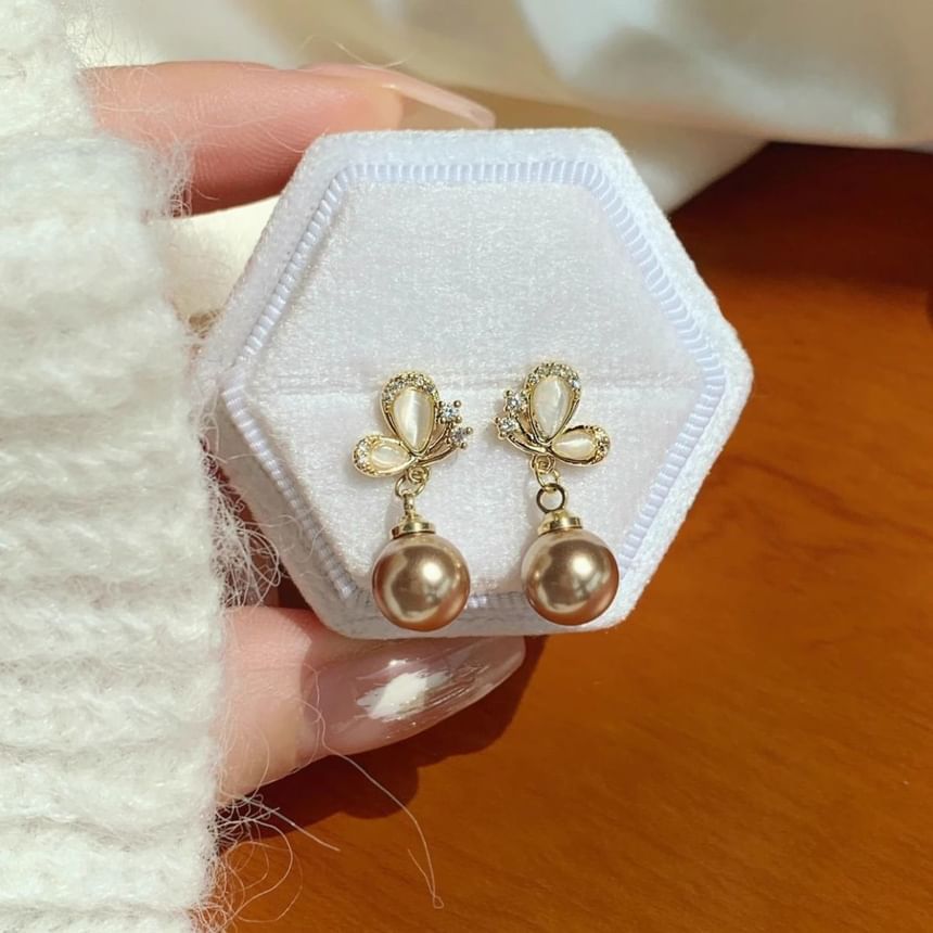 Earring Butterfly Dangle Beaded