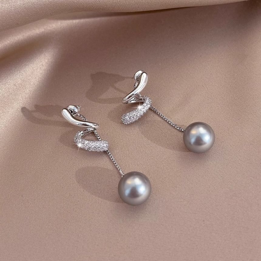 Dangle Earring Pearl Rhinestone Faux