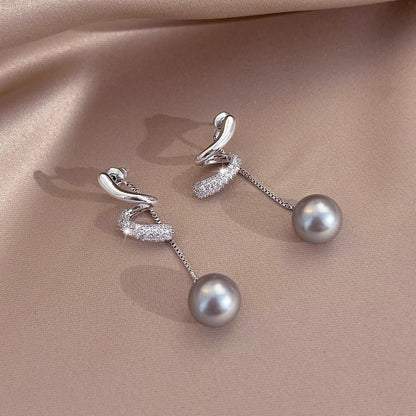 Dangle Earring Pearl Rhinestone Faux