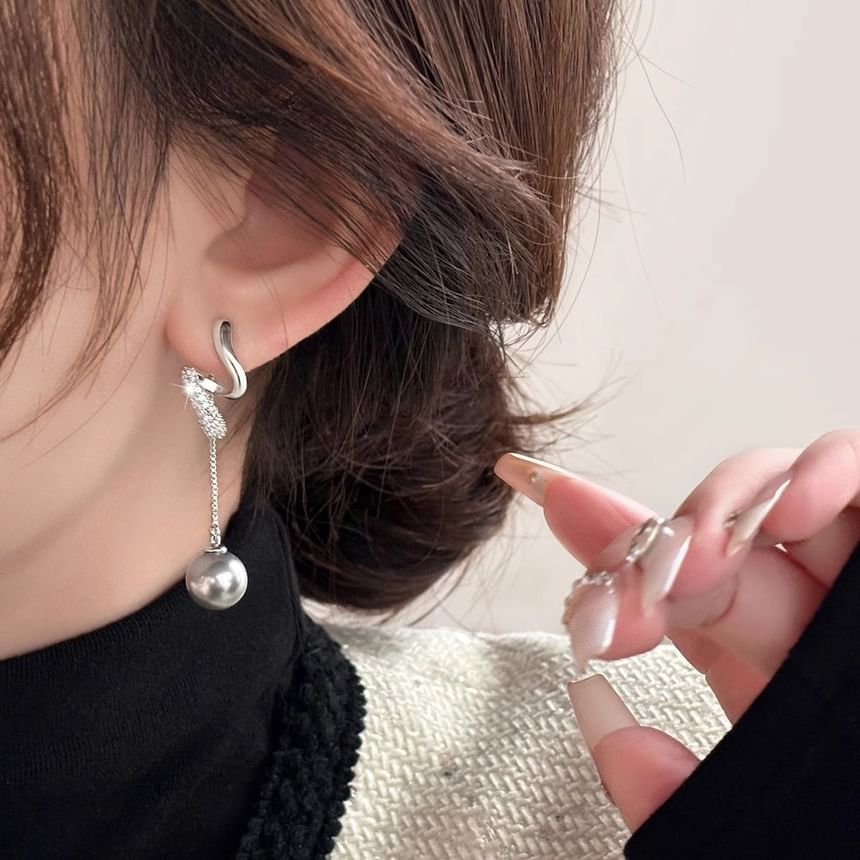 Dangle Earring Pearl Rhinestone Faux