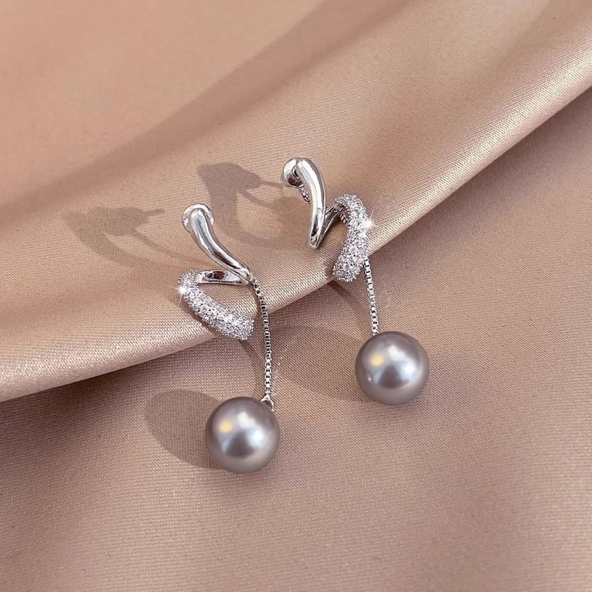 Dangle Earring Pearl Rhinestone Faux