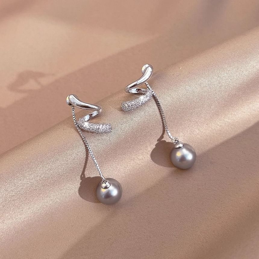 Dangle Earring Pearl Rhinestone Faux