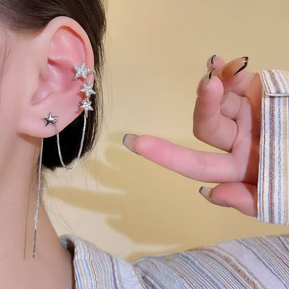 Star Earring Chained Cuff
