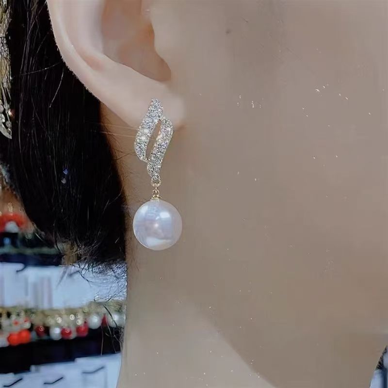 Faux Earring Pearl Rhinestone Stud