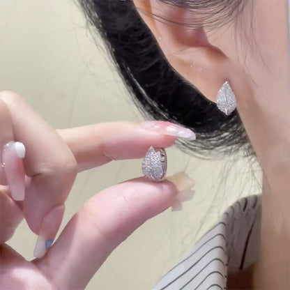 Stud Rhinestone Leaf Earring