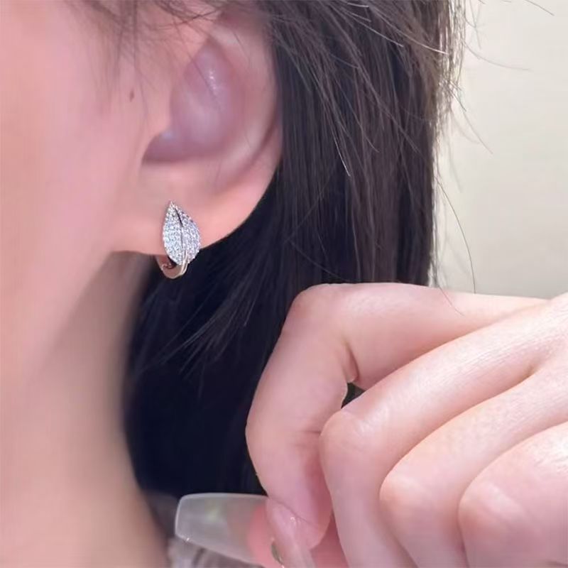 Stud Rhinestone Leaf Earring