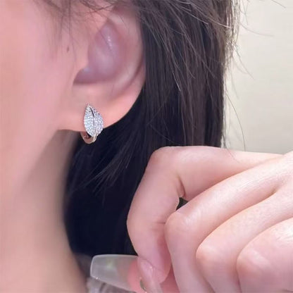 Stud Rhinestone Leaf Earring