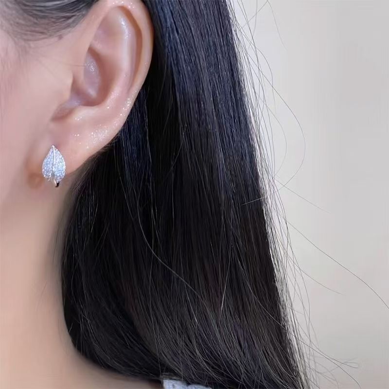 Stud Rhinestone Leaf Earring