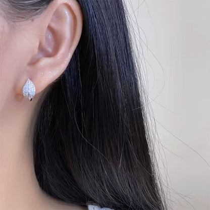 Stud Rhinestone Leaf Earring
