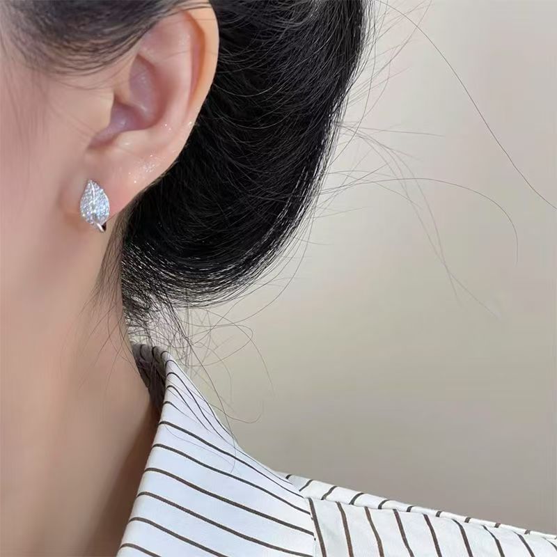Stud Rhinestone Leaf Earring